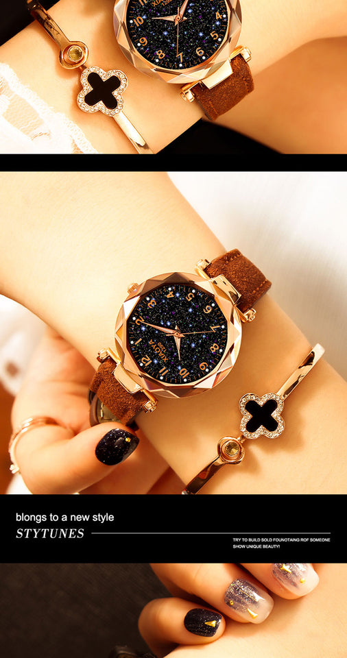 Multiple Colors Galaxy Star Designer Womens Bracelet Watch
