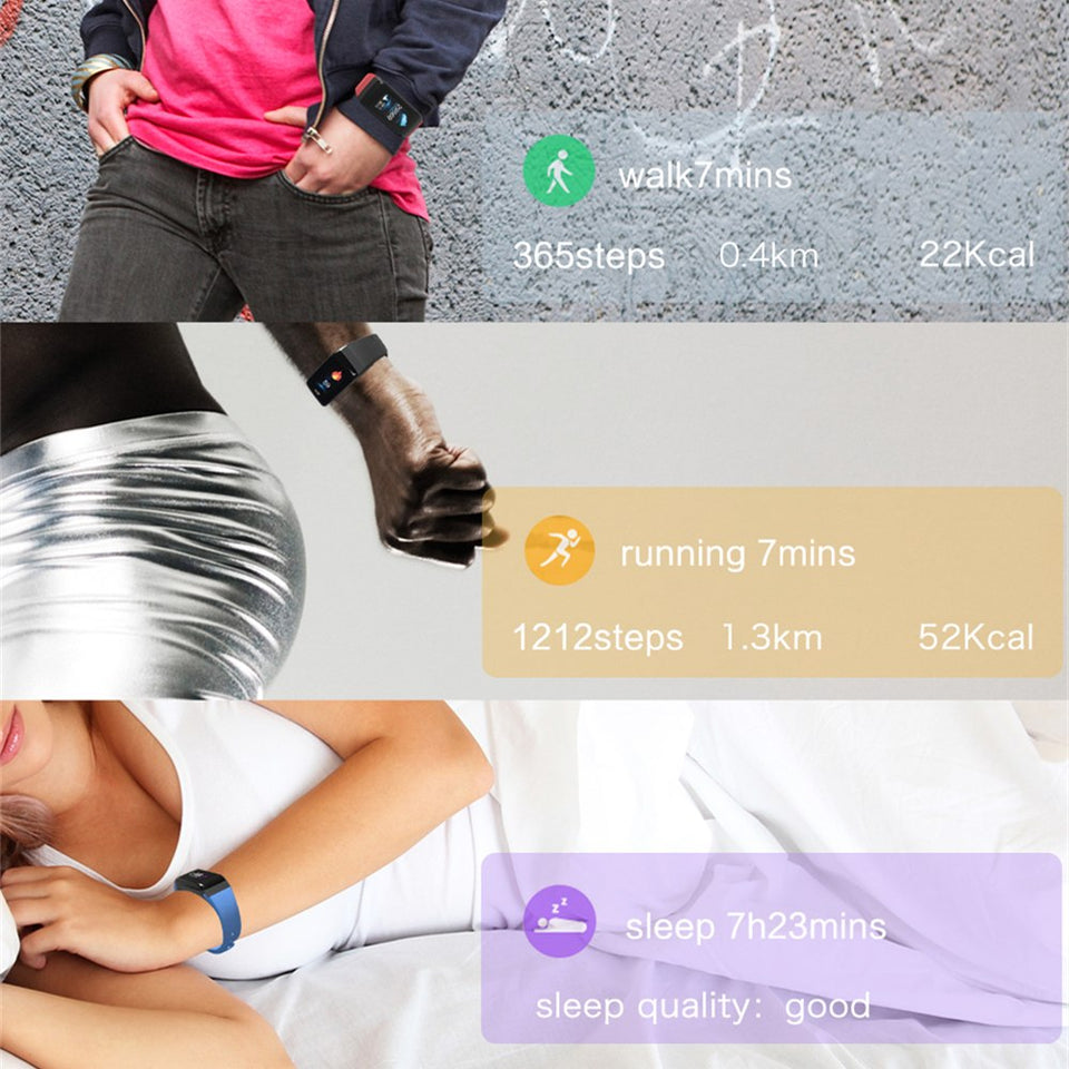 Blood Pressure Heart Rate Smart Watch Bracelet With Sleep Monitor