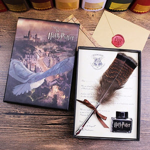 Harry Potter Quill Feather Pen With Wax Sealing And Diary With Admission Letter Gift Set