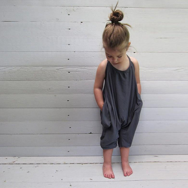 Grey Baby Girl Jumpsuit For Toddler