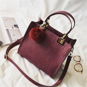 Fur Ball High-Quality Merhaba Casual Genuine Leather Shoulder Women Hand Bag