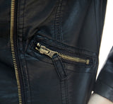 Black Leather Slim Fit Biker Women Jacket