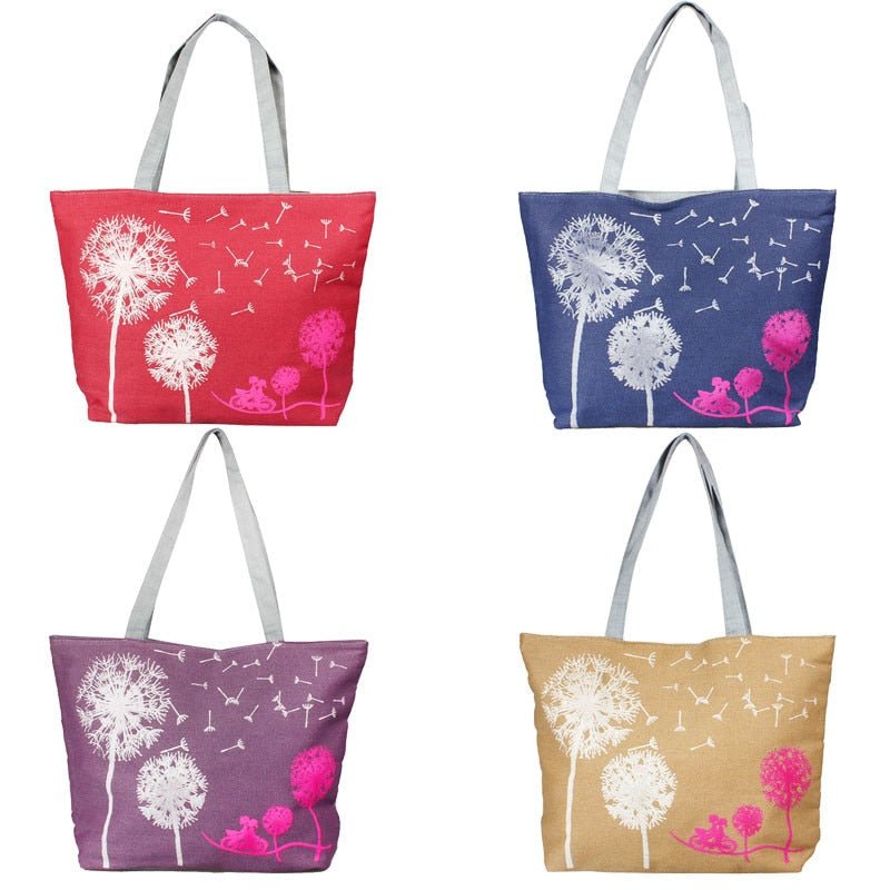 Canvas Printed Women Beach Shopping Tote Shoulder Hand Bag