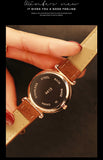 White Frameless Diamond Cutting Wristwatch Genuine Leather Watch