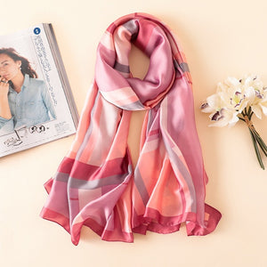 Shades of Pink Multi-Color Pattern Paris Series Premium Quality Luxury Silk Scarf