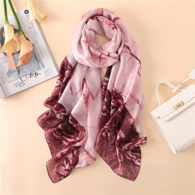Paris Series Premium Baby Pink Pattern Quality Luxury Silk Scarf
