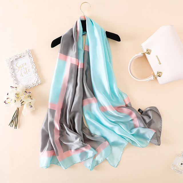 Frost Multi-Color Pattern Women Luxury Silk Scarf