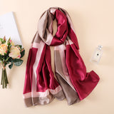 Solid Red Multi-Color Pattern Women Silk Scarf