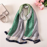 Multi-Colored Green Dotted Paris Series Premium Quality Luxury Silk Scarf