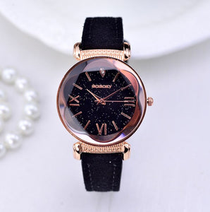 New Rose Gold Leather Designer Gift Women Watch