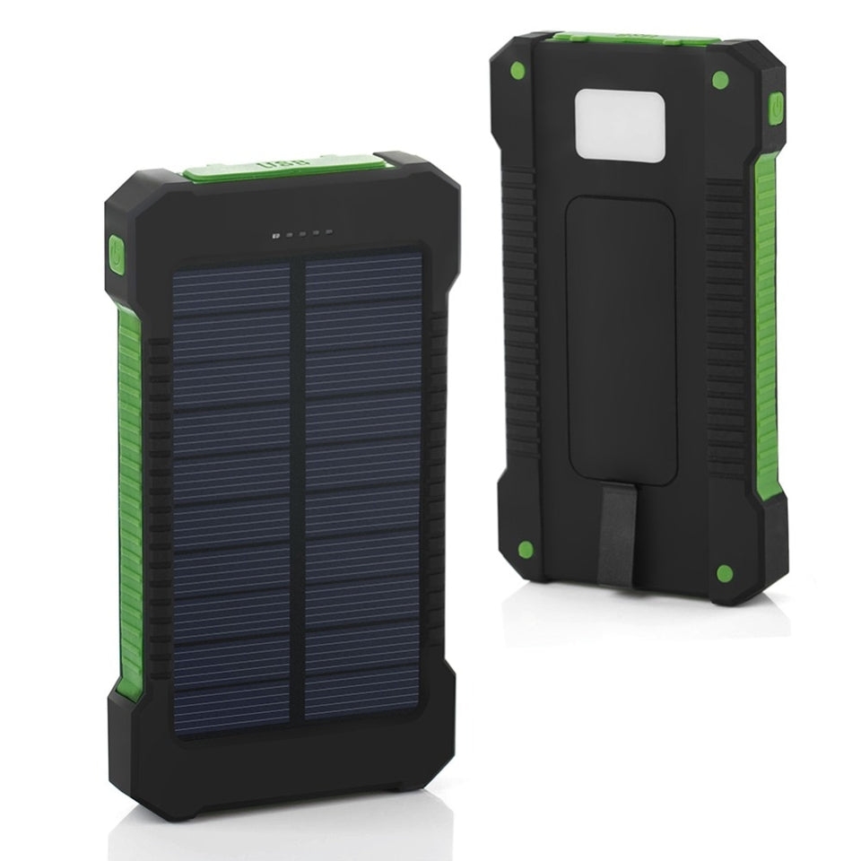 Waterproof Solar Power Bank 20000 mAh External Battery Charger With Dual Port For Mobile Phone & Tablets