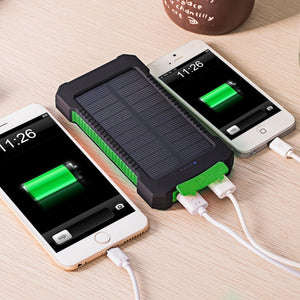 Waterproof Solar Power Bank 20000 mAh External Battery Charger With Dual Port For Mobile Phone & Tablets