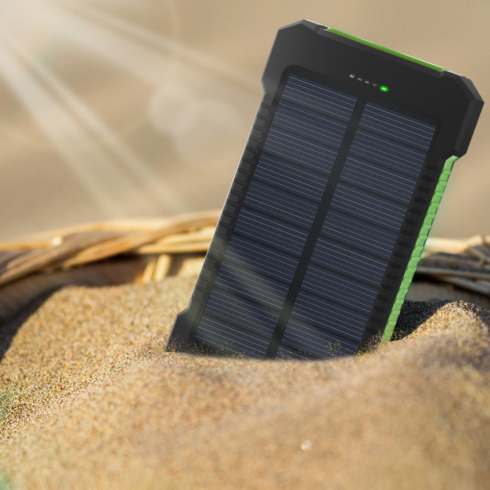 Waterproof Solar Power Bank 20000 mAh External Battery Charger With Dual Port For Mobile Phone & Tablets