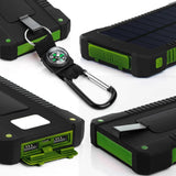 Waterproof Solar Power Bank 20000 mAh External Battery Charger With Dual Port For Mobile Phone & Tablets