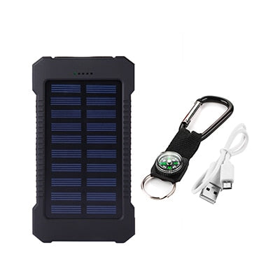 Waterproof Solar Power Bank 20000 mAh External Battery Charger With Dual Port For Mobile Phone & Tablets