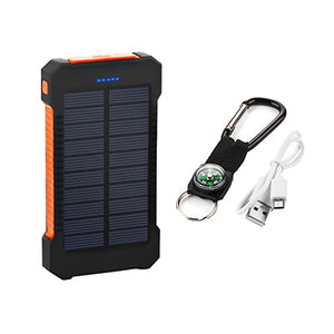 Waterproof Solar Power Bank 20000 mAh External Battery Charger With Dual Port For Mobile Phone & Tablets