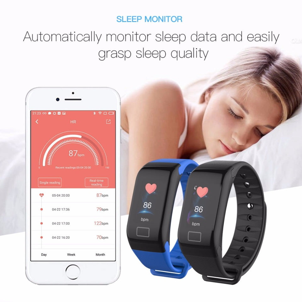 Blood Pressure Heart Rate Smart Watch Bracelet With Sleep Monitor