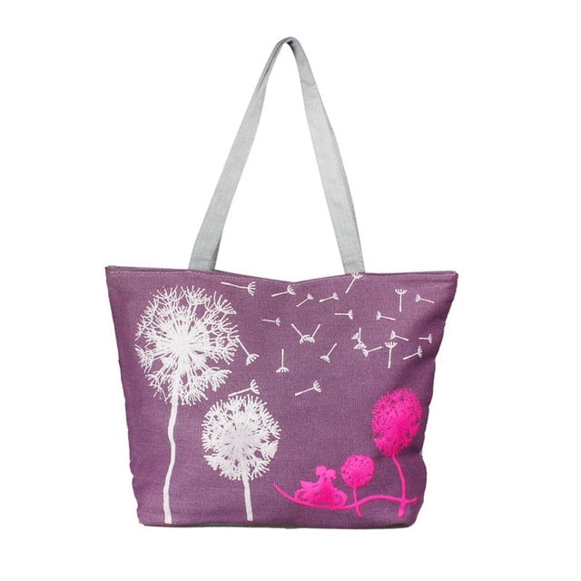 Canvas Printed Women Beach Shopping Tote Shoulder Hand Bag