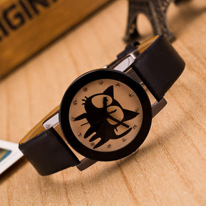 Unisex Funky Cat Lover Delight Designer Faux Leather Wrist Watch