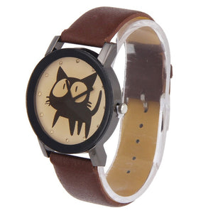 Unisex Funky Cat Lover Delight Designer Faux Leather Wrist Watch