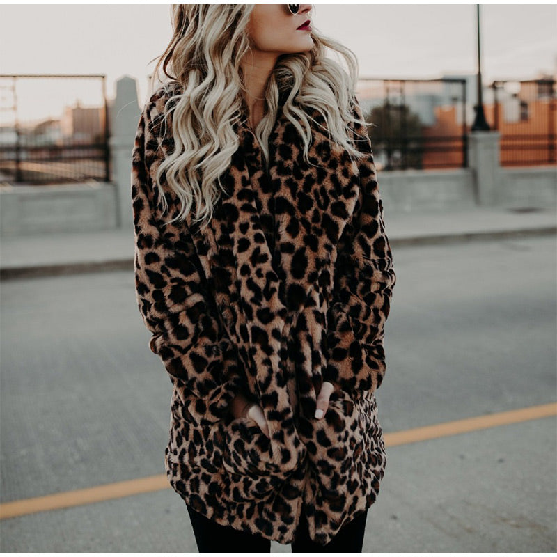 Faux Fur Leopard Coat